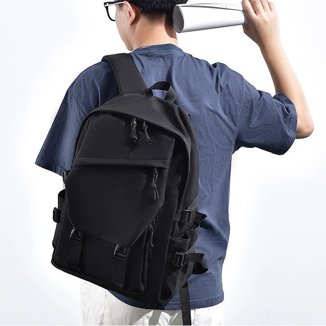 One 15 Inch Polyester Waterproof Solid Color Simple Men's Backpack Fashion Couple Student Computer Backpack