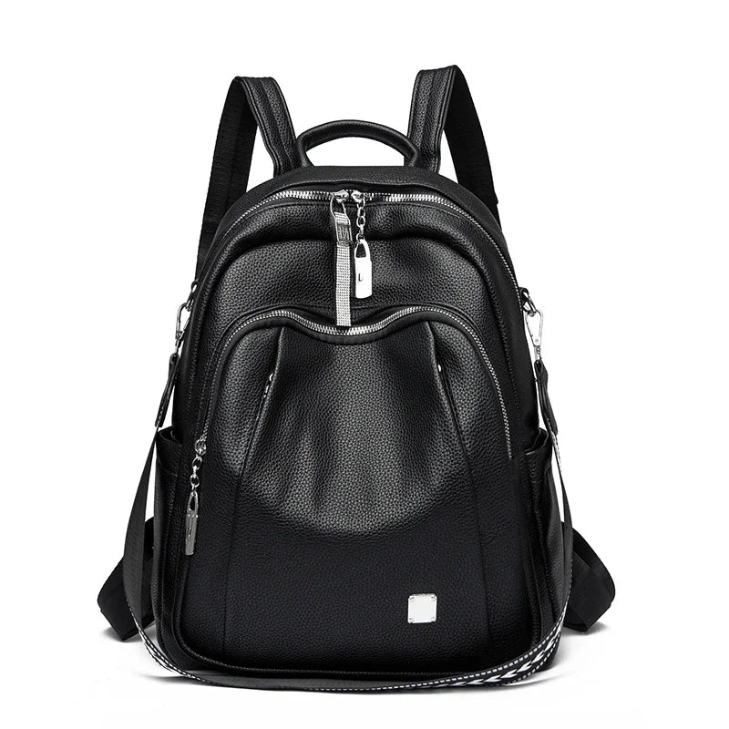 Bolso Mochila de Cuero con Múltiples Compartimentos
