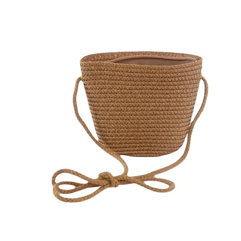 Bolso Playa Mini Tejido de Paja Caqui