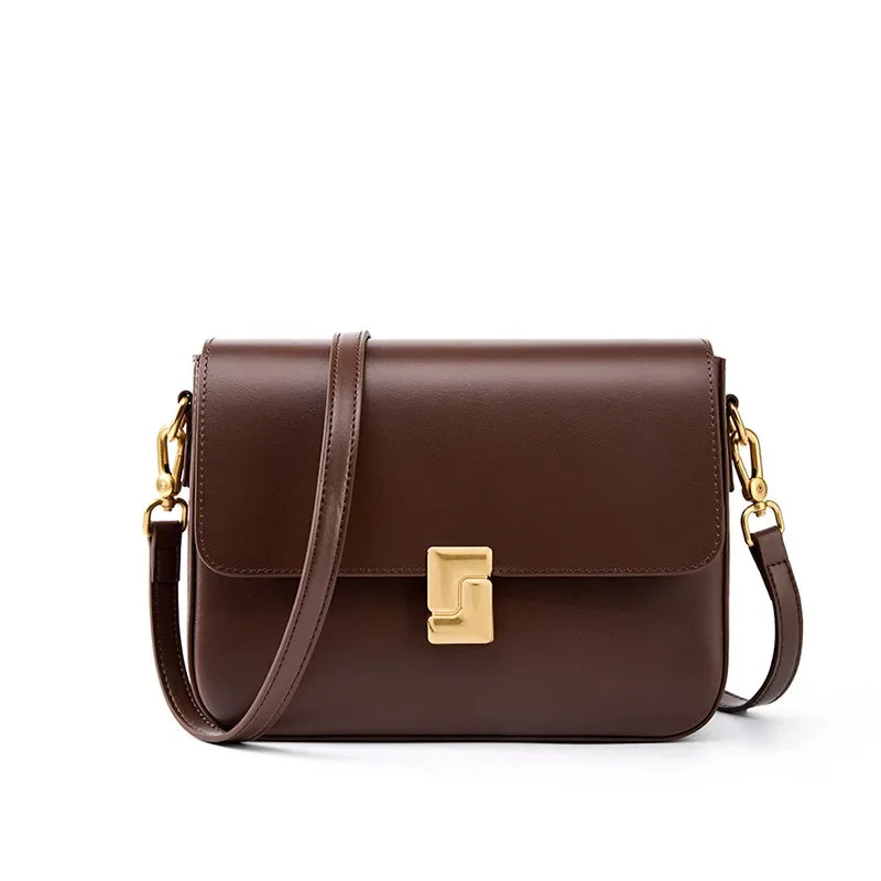 Bolso Tote Bag Cuadrado Messenger de Cuero