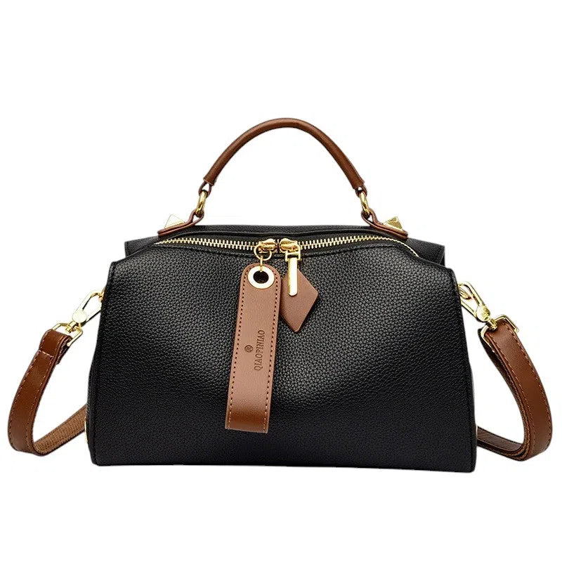 Bolso Tote Bag con Detalles de Cuero Colores Básicos
