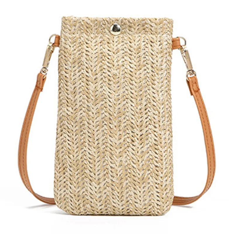 Bolso para Móvil de Rafia con Broche