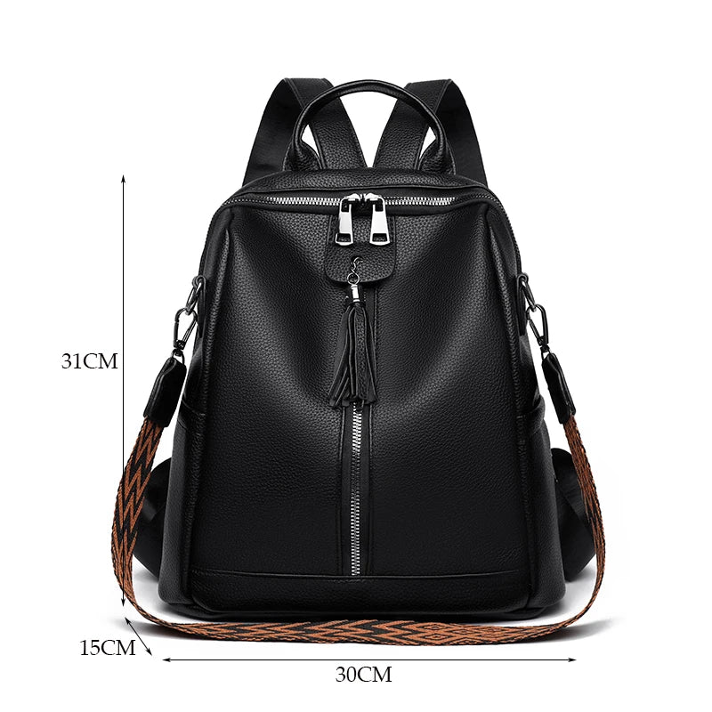 Mochila de Mujer en PU con Borla – Estilo Moderno y Funcionalidad